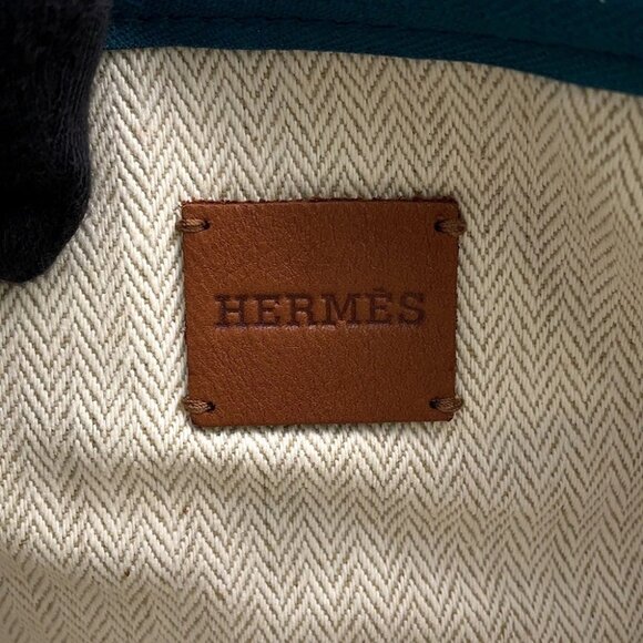 HERMES Velocipedist Pouch Cotton100% Blue - Picture 12 of 13